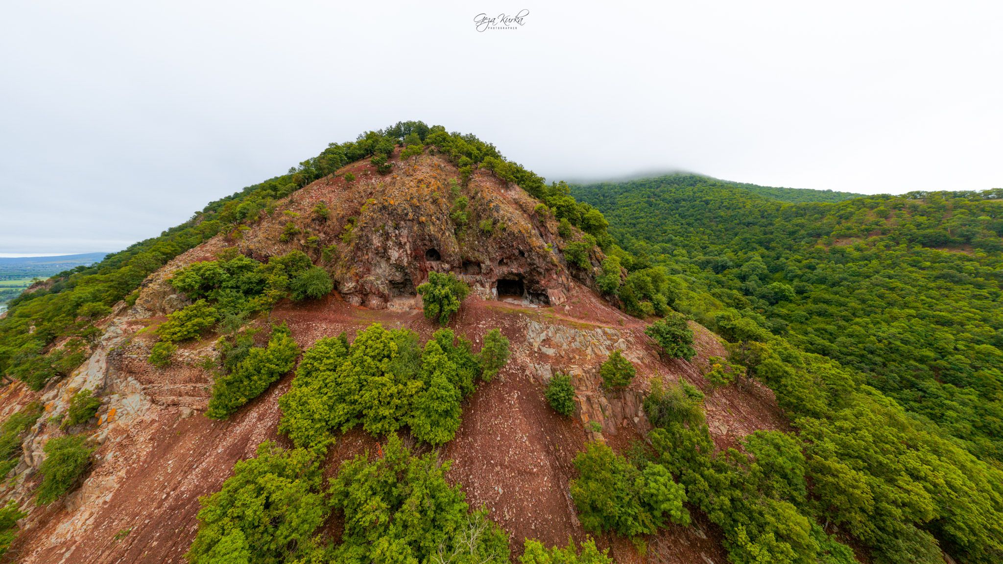 Hermit caves in Danube bend [drone], Hungary