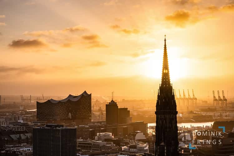 Rathaus view from St. Petri Church, Hamburg