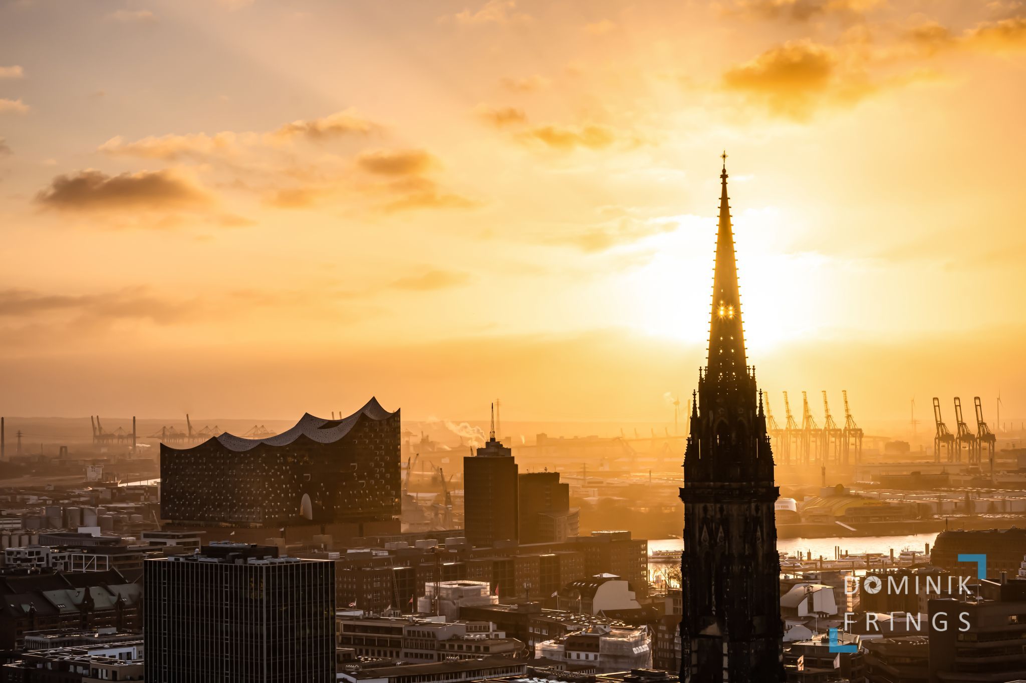 Rathaus view from St. Petri Church, Hamburg, Germany