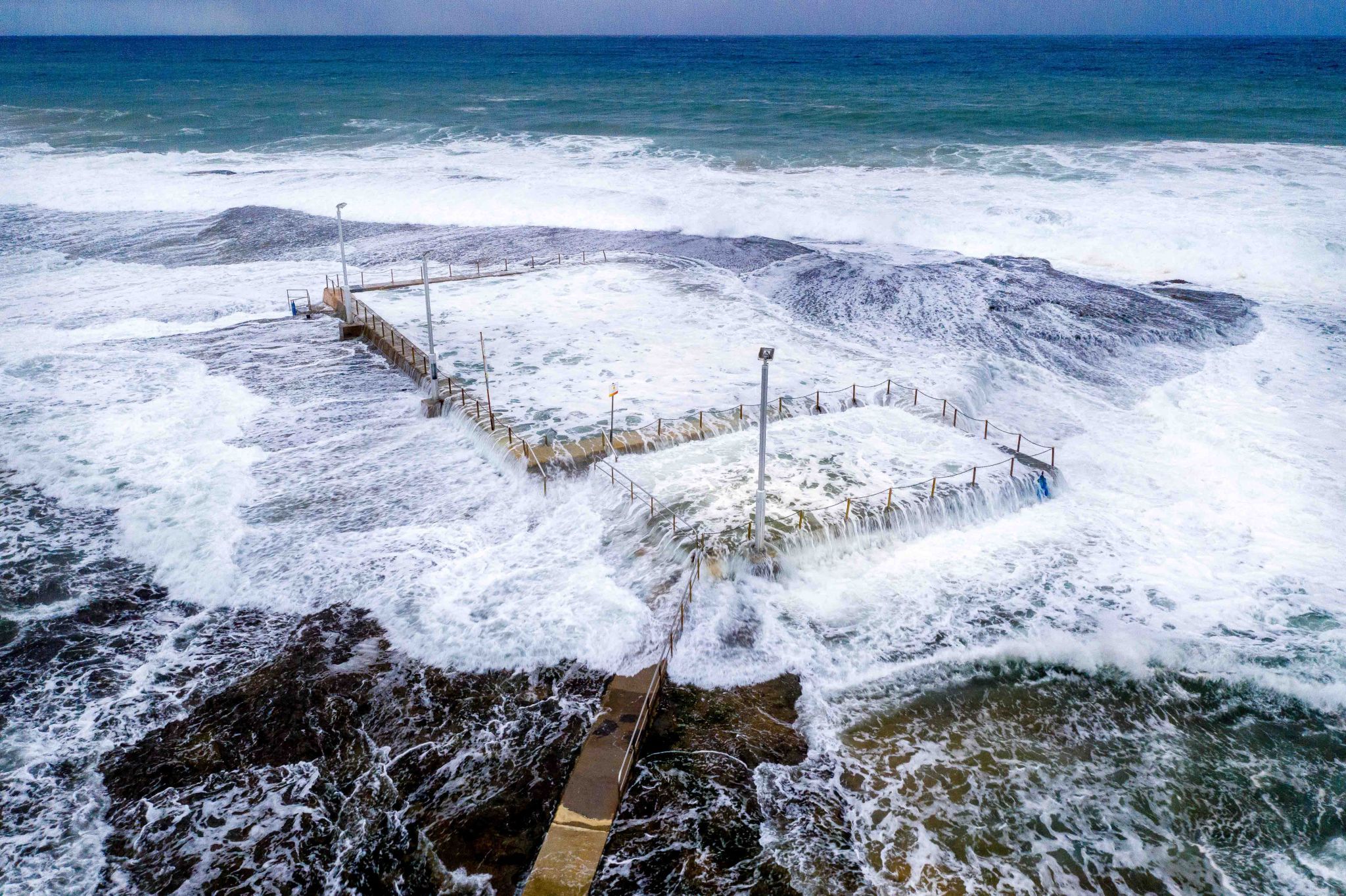 Mona Vale Pool big seas Northern Beaches New South Wales, Australia