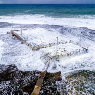 Mona Vale Pool big surf, Northern Beaches NSW, Australia