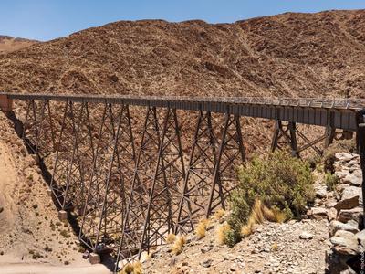 Old viaduct on the old railway over the andes