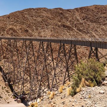 Old viaduct on the old railway over the andes, Argentina