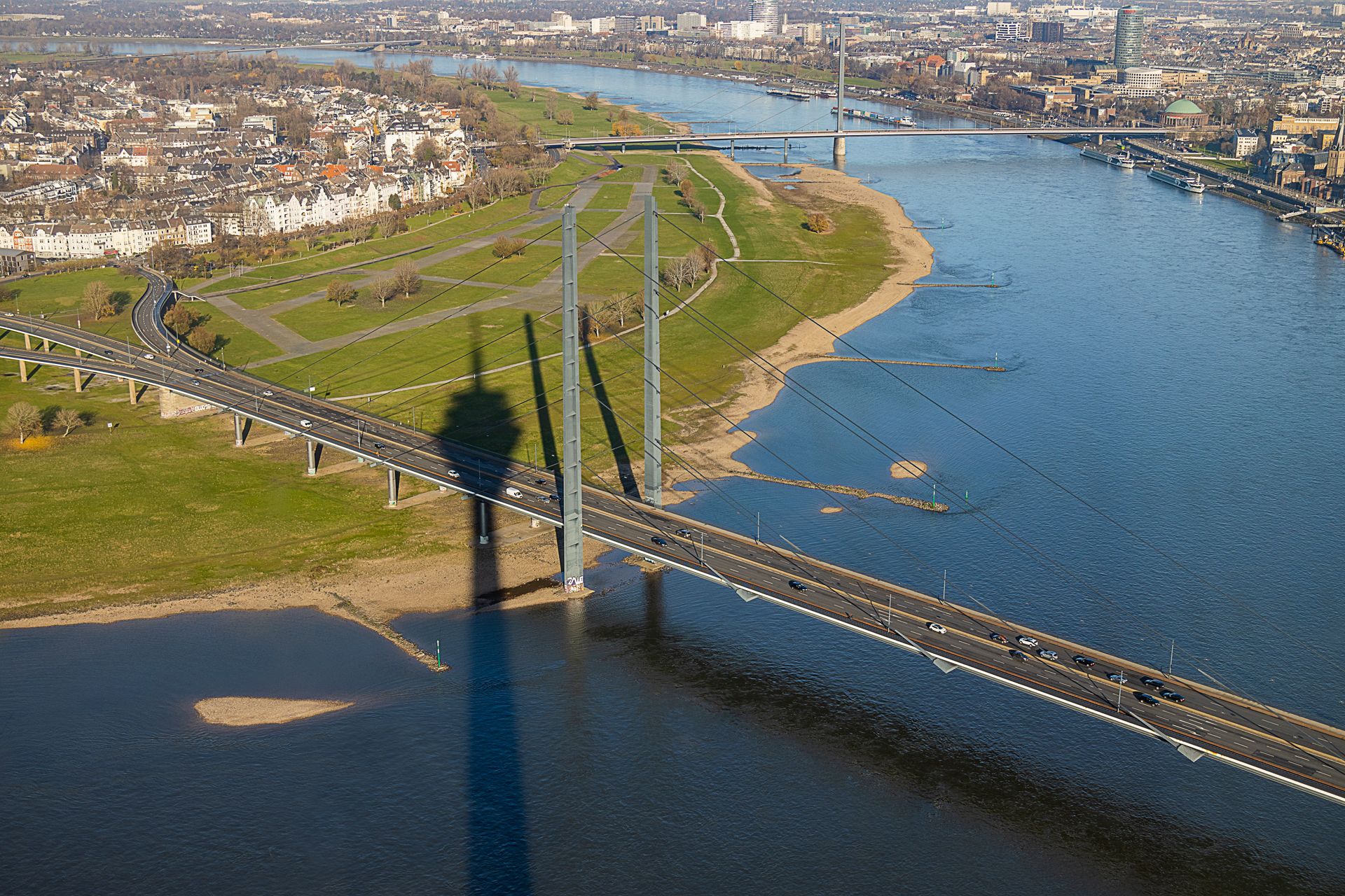 View from the Rheinturm (Rhine Tower), Düsseldorf, Germany
