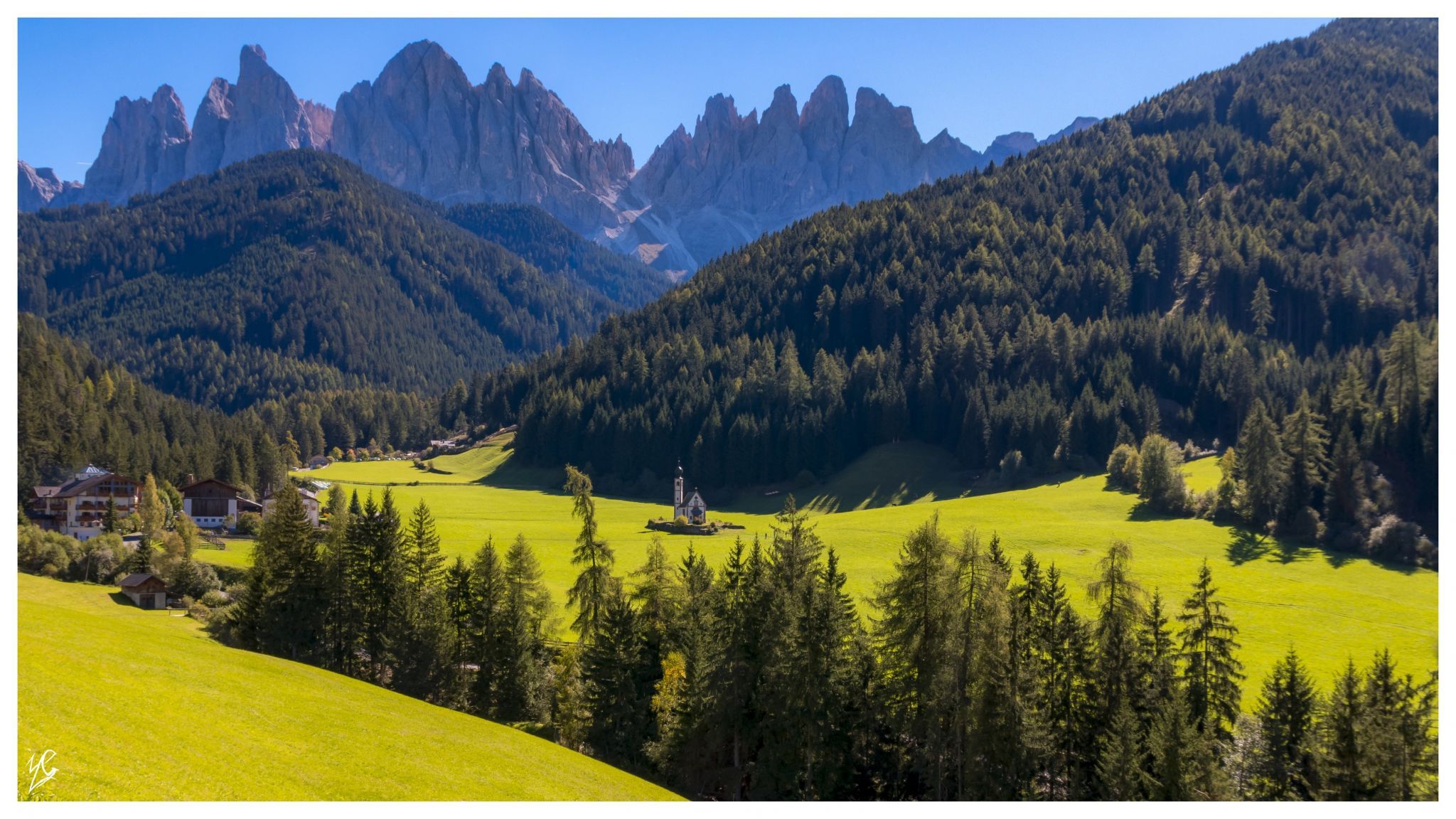 Church of St. Johann in Ranui (upper view), Italy