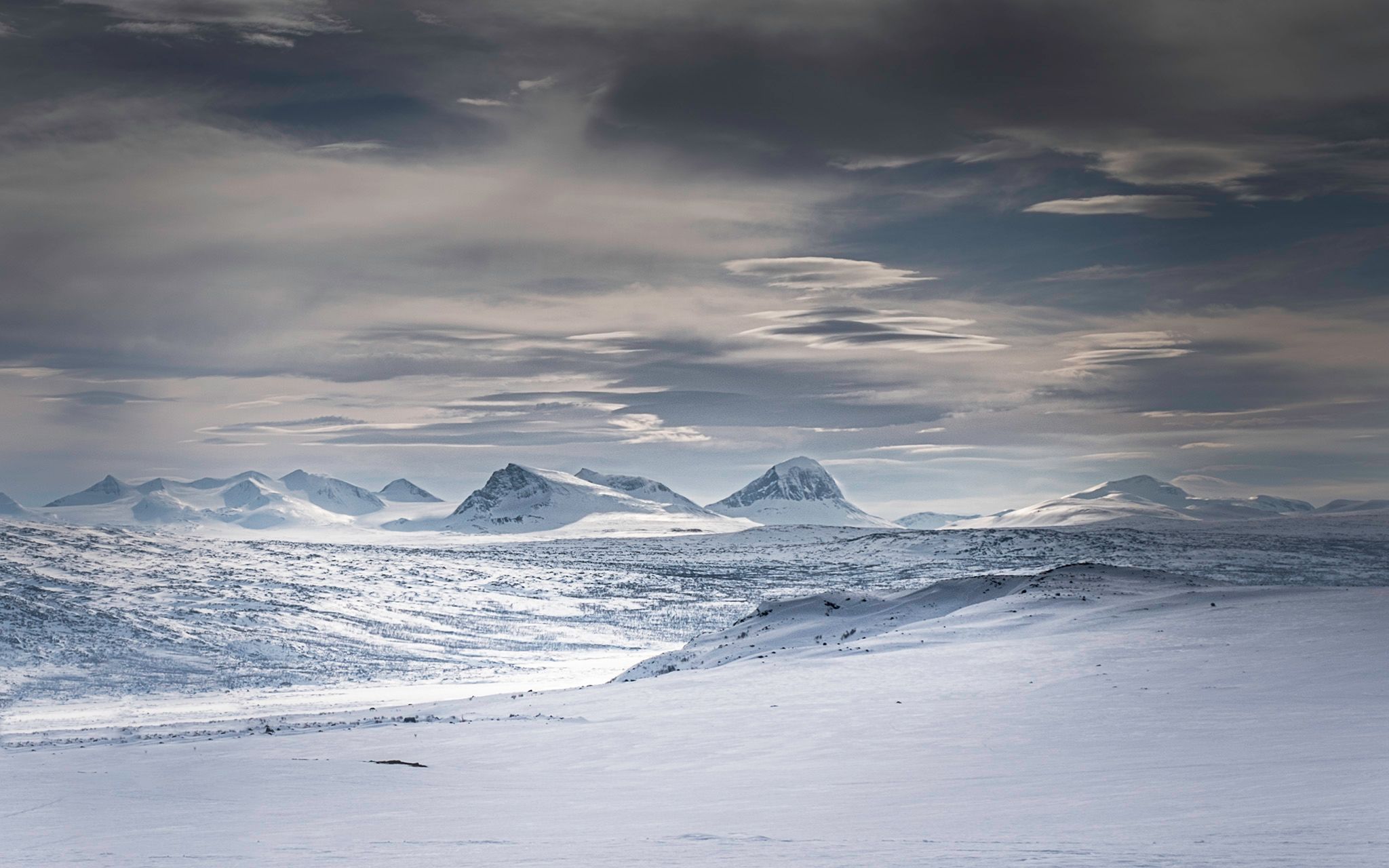 Stora Sjofallets looking towards Sarek National Park, Sweden