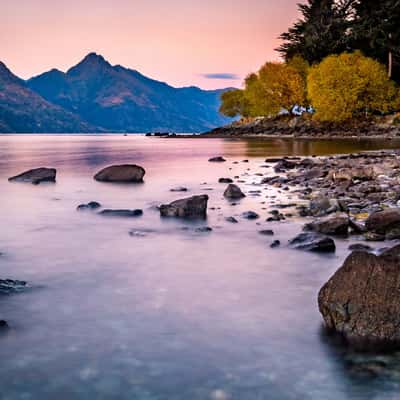 Sunrise looking toward Cecil Peak Queenstown South Island, New Zealand