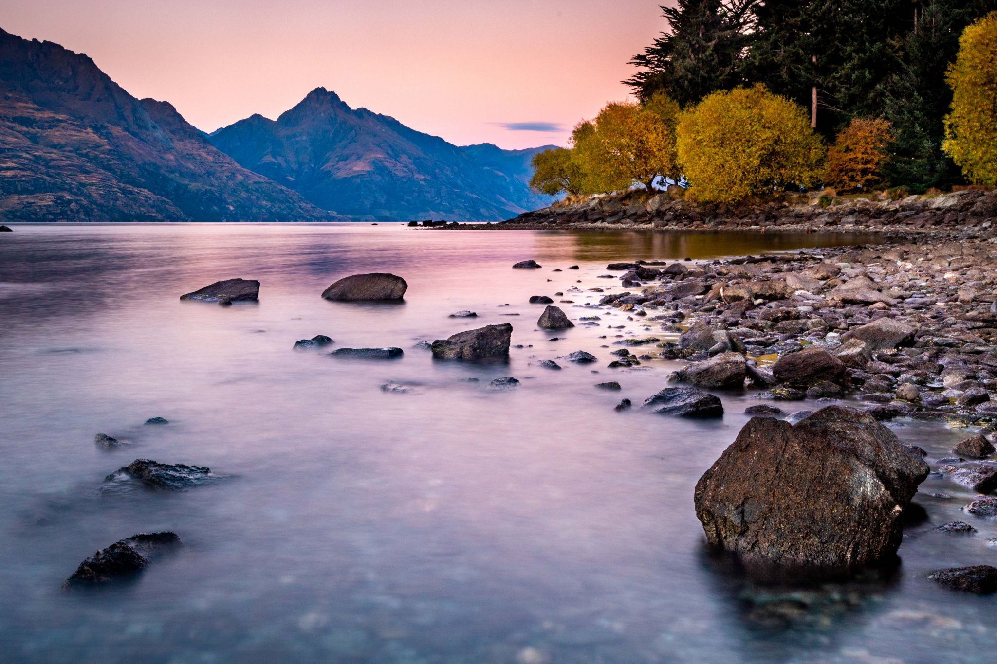 Sunrise looking toward Cecil Peak Queenstown South Island, New Zealand