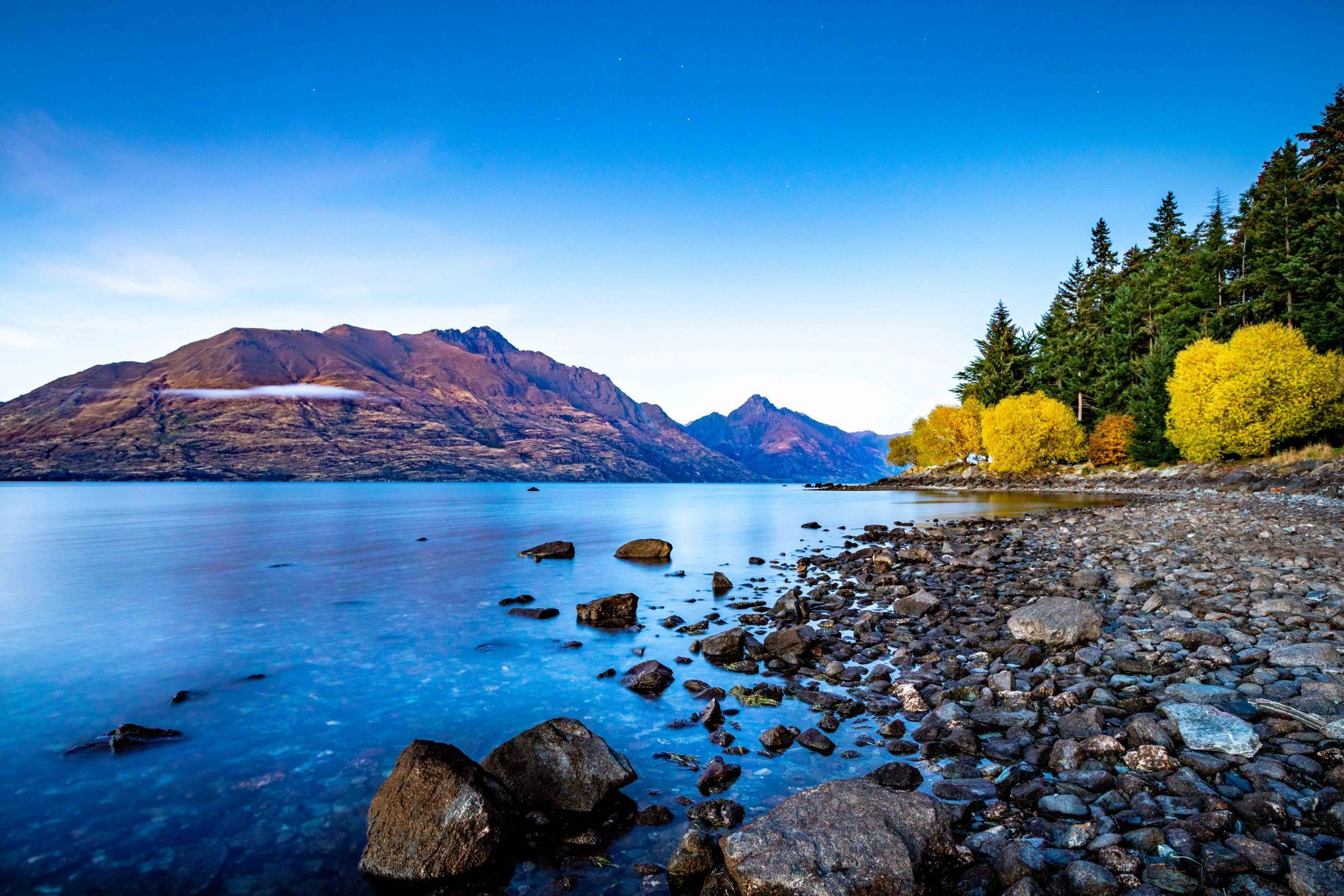 Sunrise looking toward Cecil Peak Queenstown South Island, New Zealand