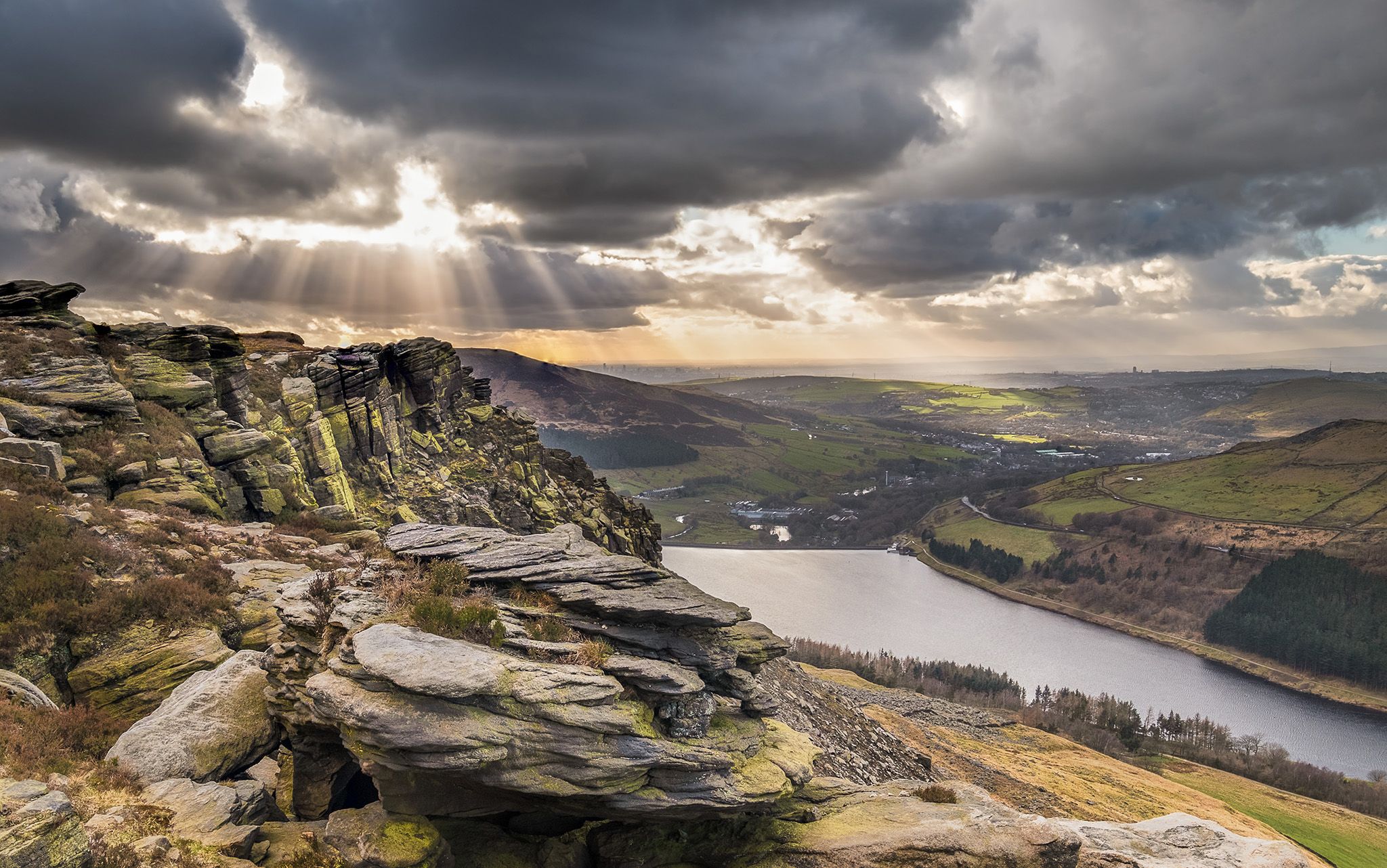 Sunset at Dean Rocks in the Peak District, United Kingdom