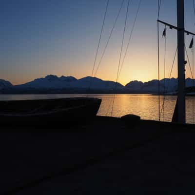 Sunset at Olderdalen habour, Norway