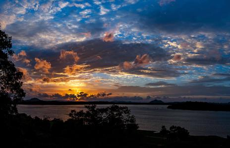 Sunset over the Kandalama Reservoir