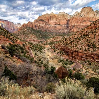 Switchbacks leading to Zion-Mt. Carmel Tunnel, USA