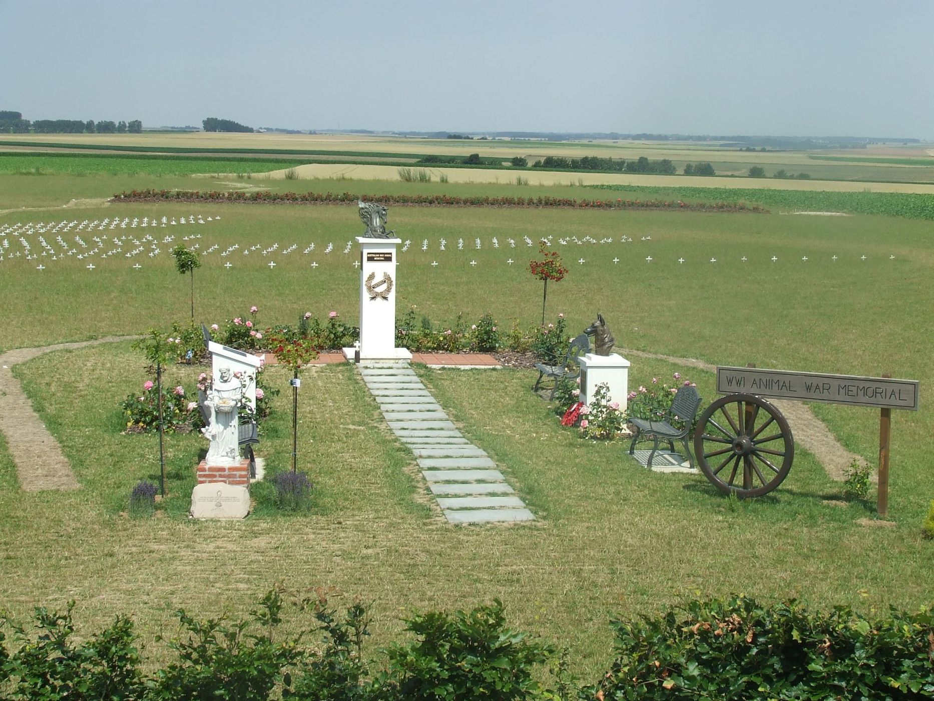 Tank memorial and WW1 animal memorial, France