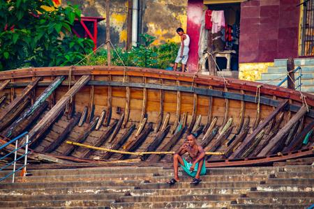 The boat skeleton the Ganges Varanasi