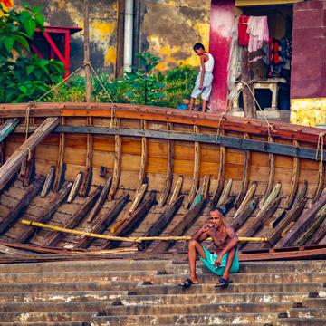 The boat skeleton the Ganges Varanasi, India