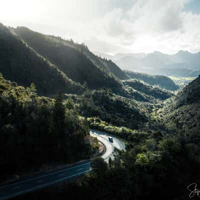 View down Hikuai Valley at Coromandel Peninsula, New Zealand