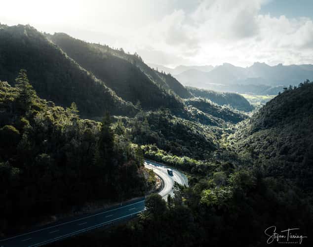 View down Hikuai Valley at Coromandel Peninsula
