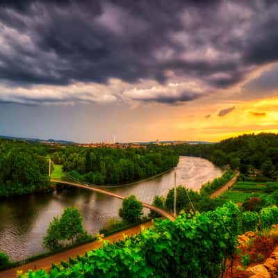 View onto Neckar and Max-Eyth-Steg, Germany