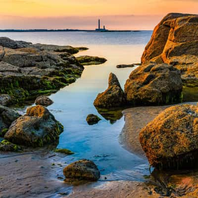 Beach of Barfleur, golden hour, France