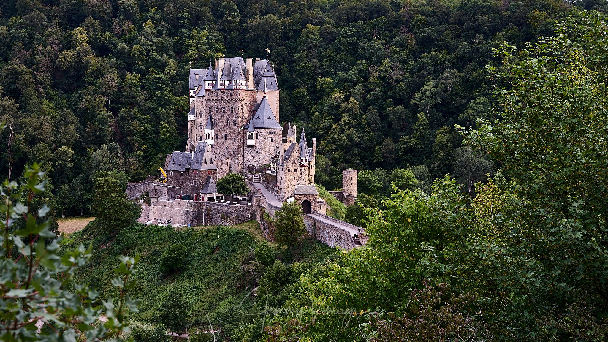 Upper view of Eltz Castle, Germany
