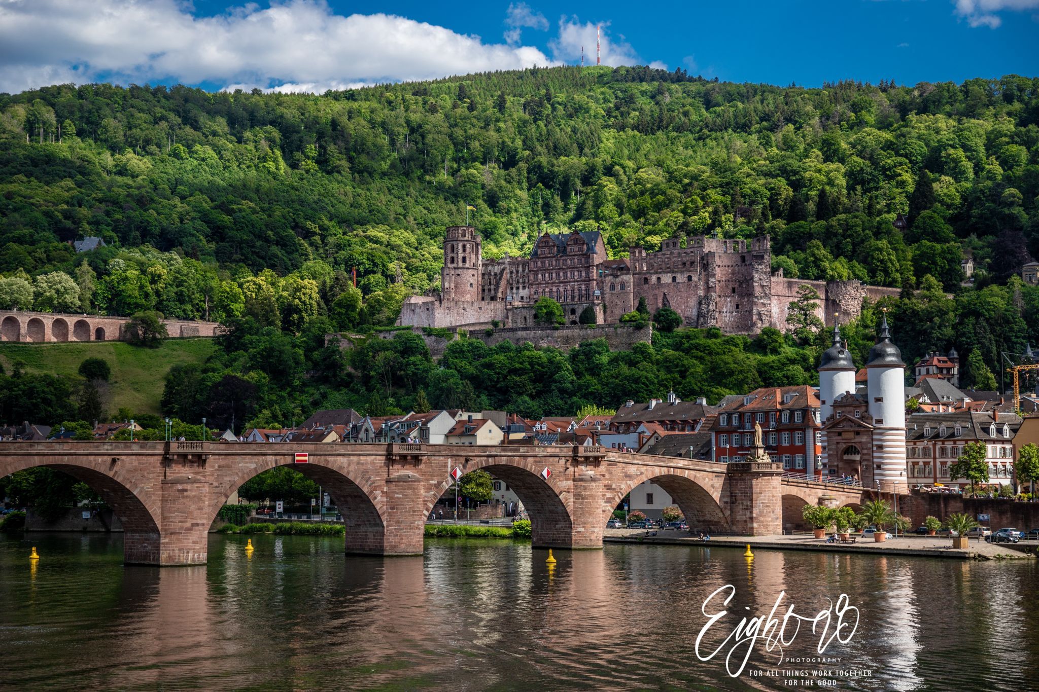 Neckar River and Castle, Heidelberg, Germany