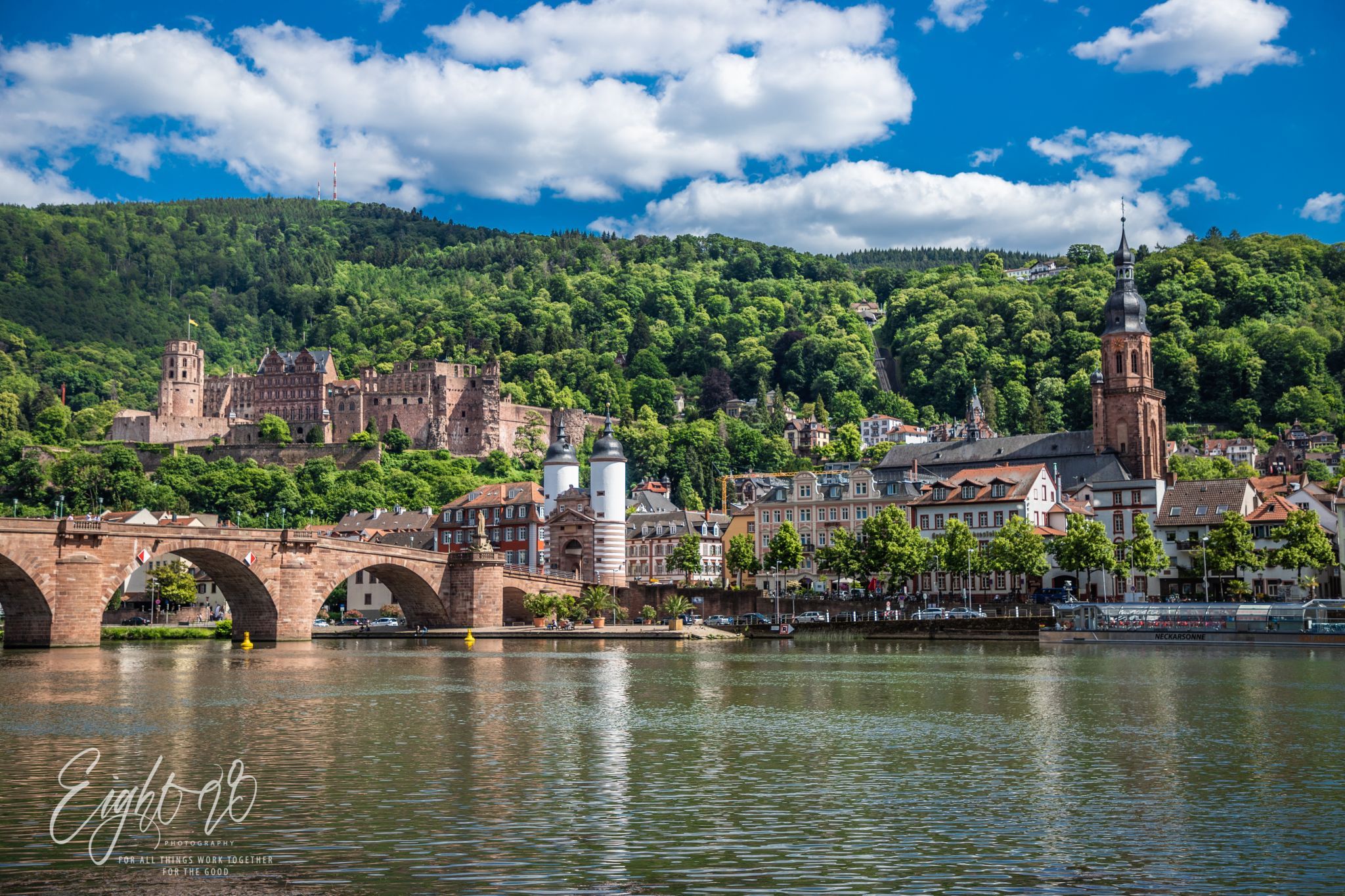 Neckar River and Castle, Heidelberg, Germany