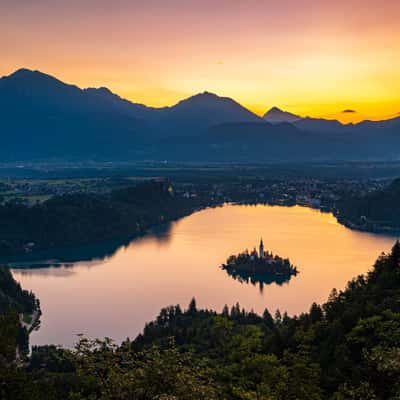 Lake Bled from Velika Osojnica, Slovenia