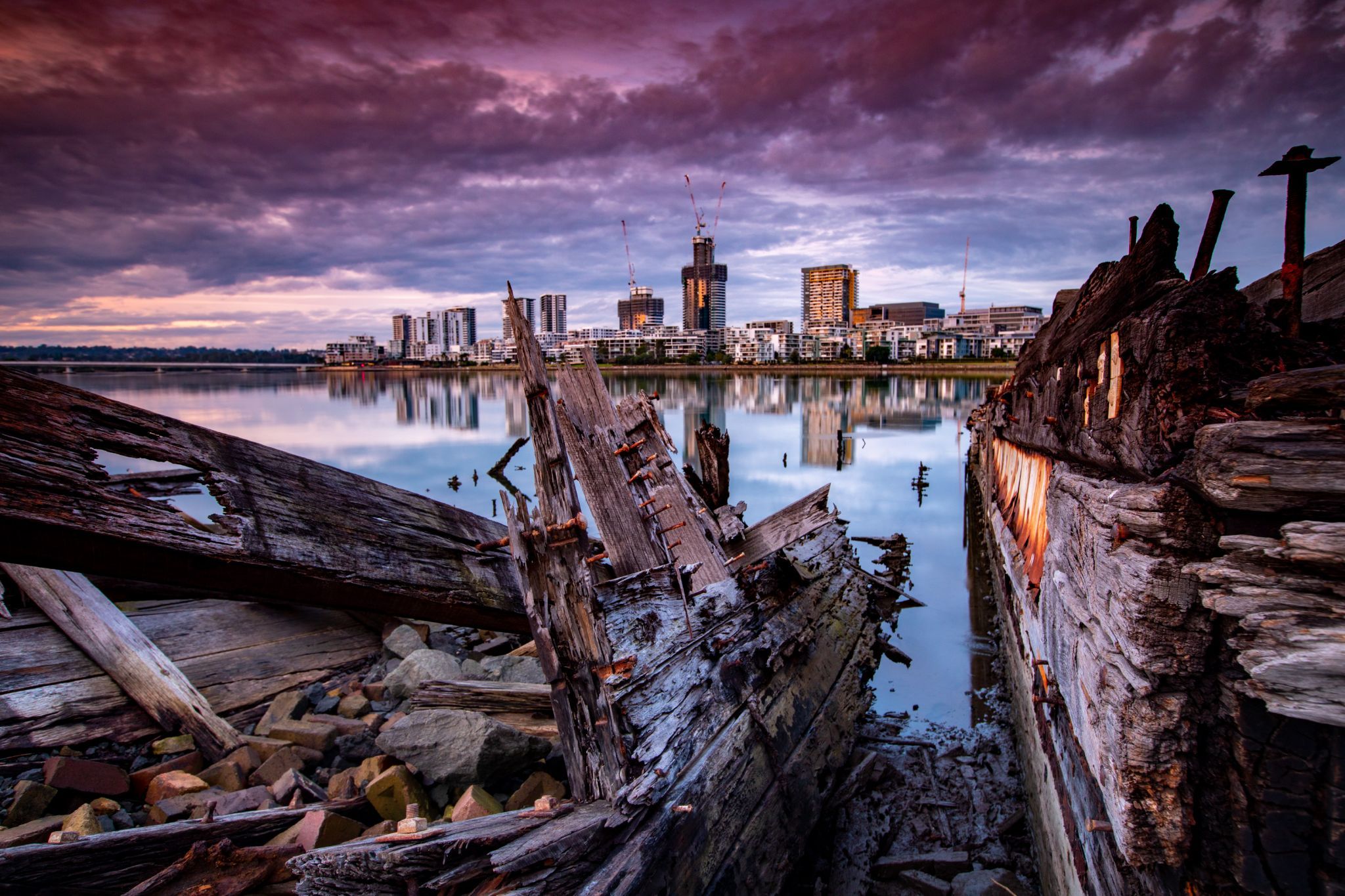 Looking to Rhodes from the old wharf, Sydney, Australia