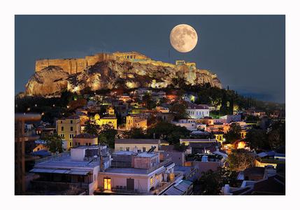Moon over the Acropolis, Athens