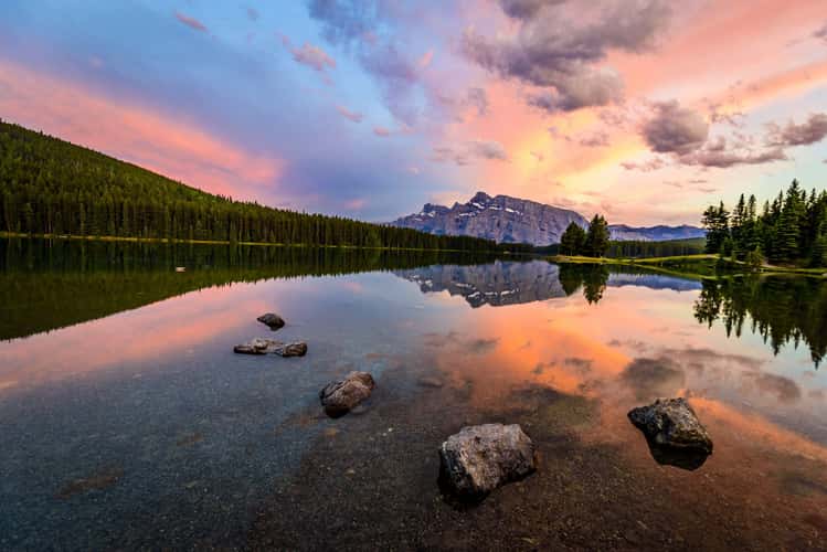 Mt Rundle from 2 Jack Lake
