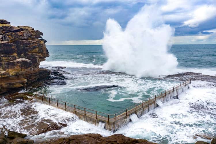 North Curl Curl Ocean pool big wave, New South Wales
