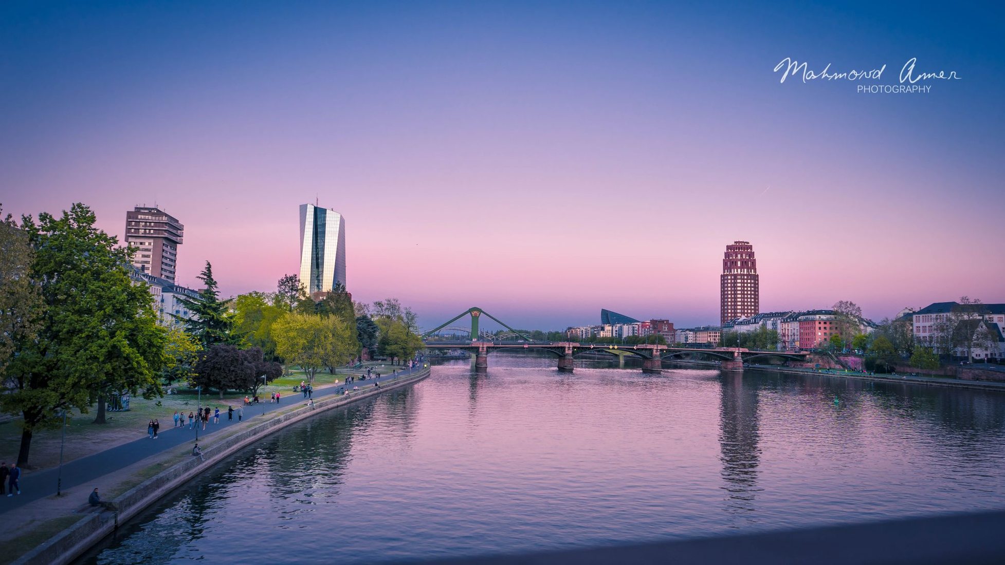 Skyline View at Alte Brücke, Frankfurt am Main, Germany