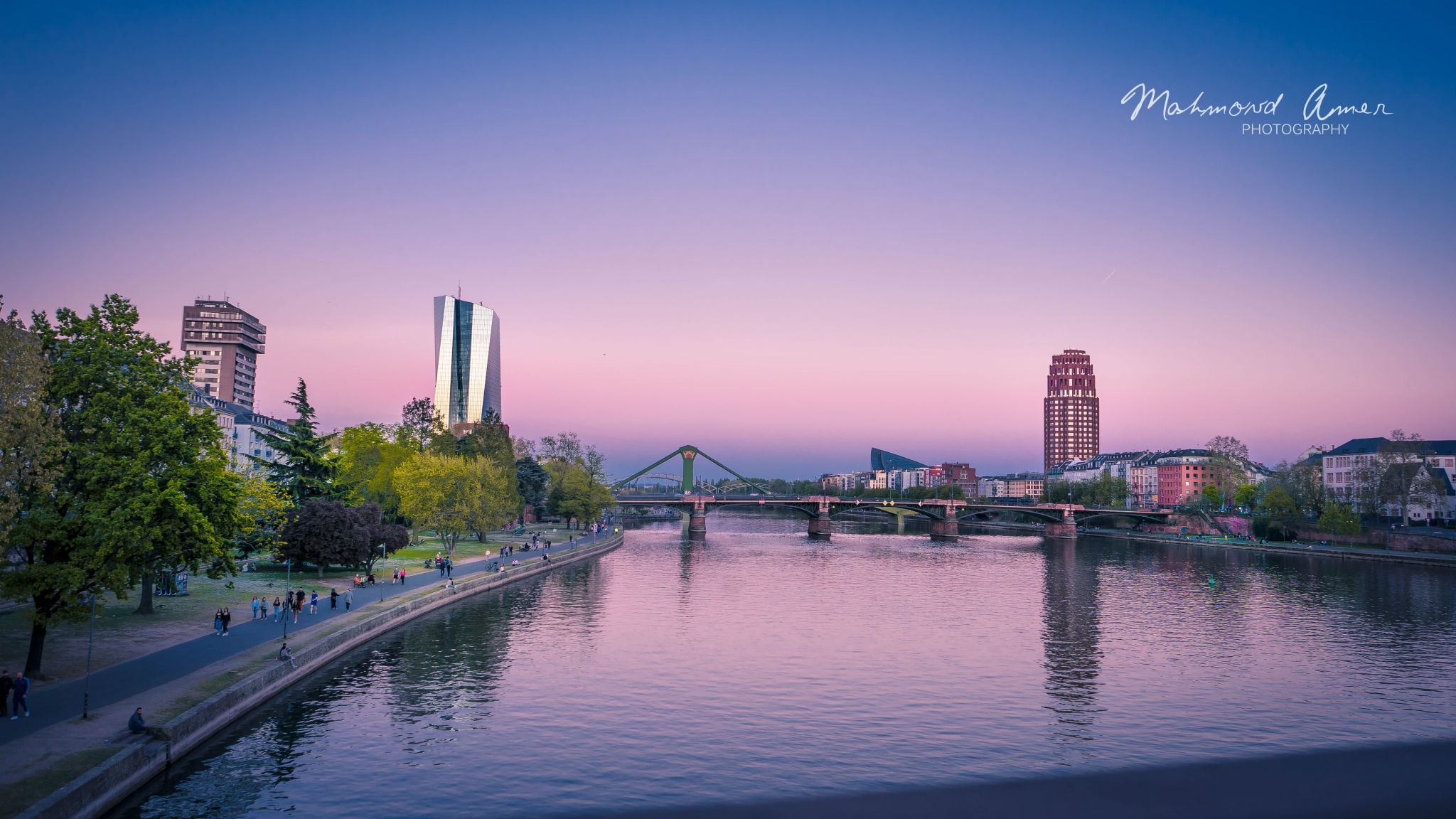 View from Old Bridge of Frankfurt, Germany