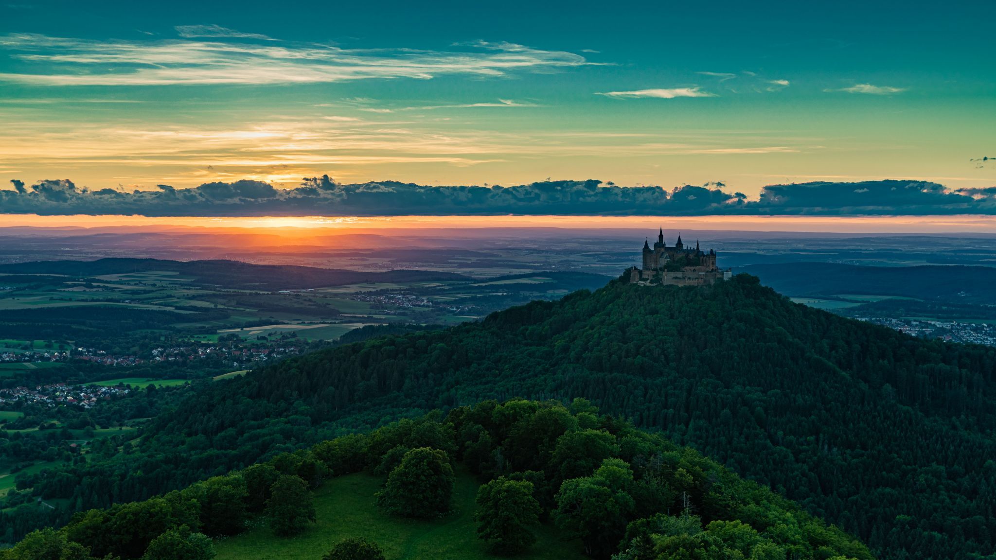 The view on Hohenzollern Castle from Zellerhorn Gipfel, Germany