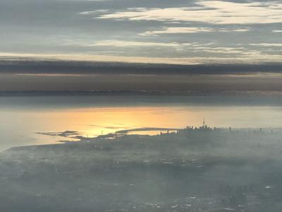 Toronto, flight at sunset