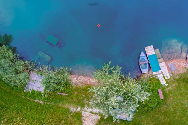 Trout lake in Erdokertes [drone]