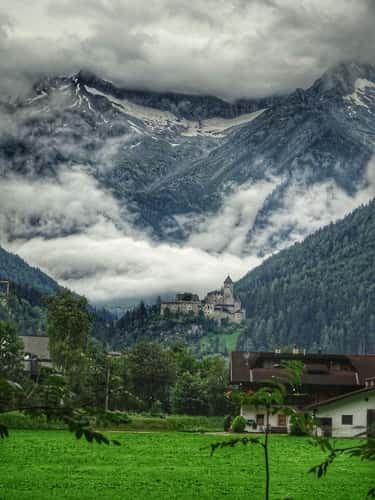 Taufers Castle and the Dolomites