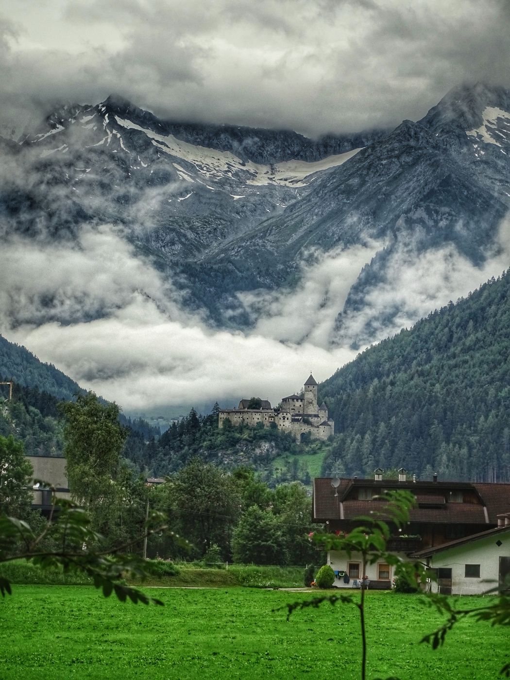 Taufers Castle and the Dolomites, Italy