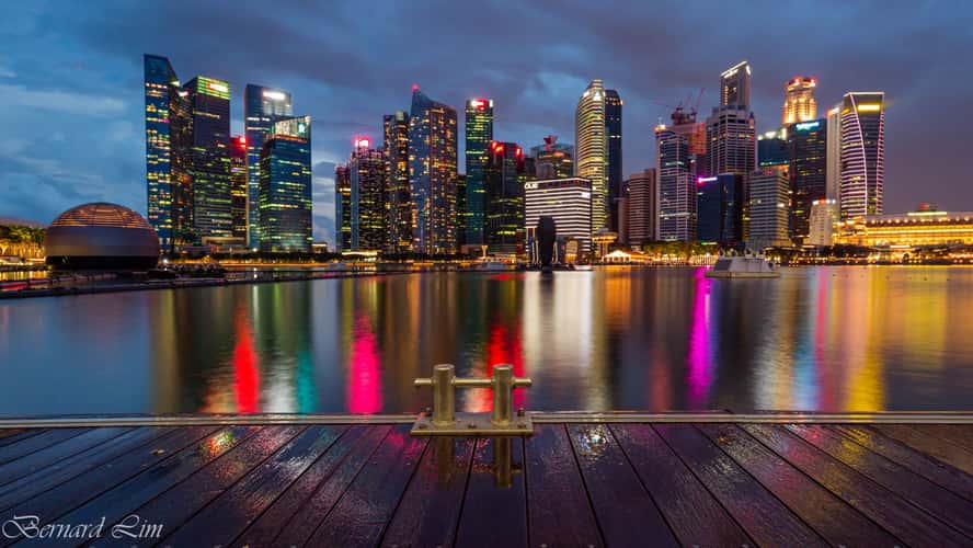 singapore skyline with docking foreground