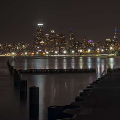 View of downtown Chicago from Fullerton Beach, USA