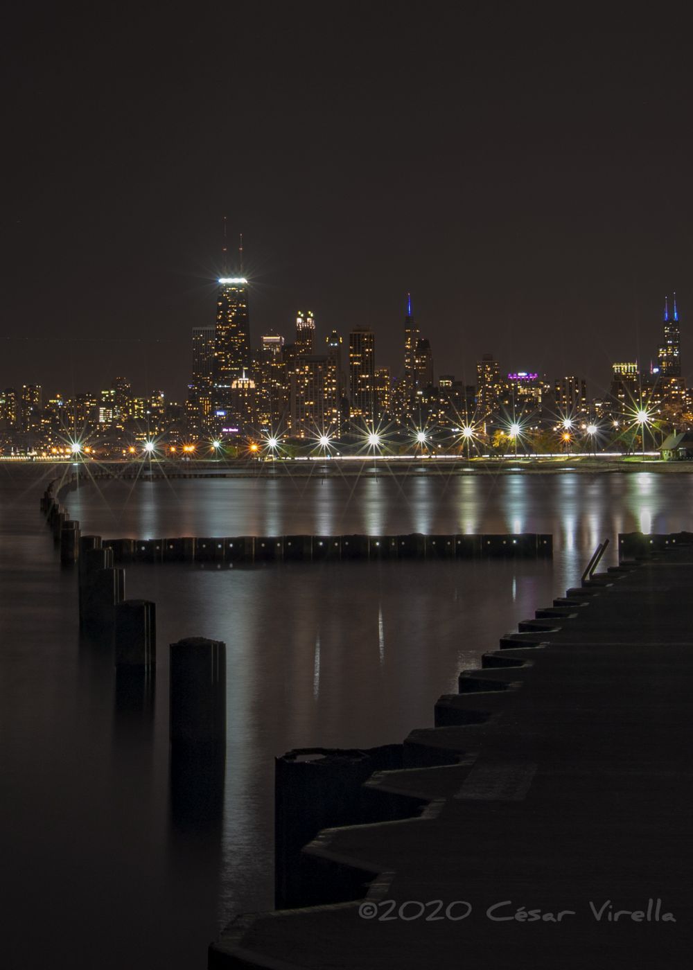 View of downtown Chicago from Fullerton Beach, USA
