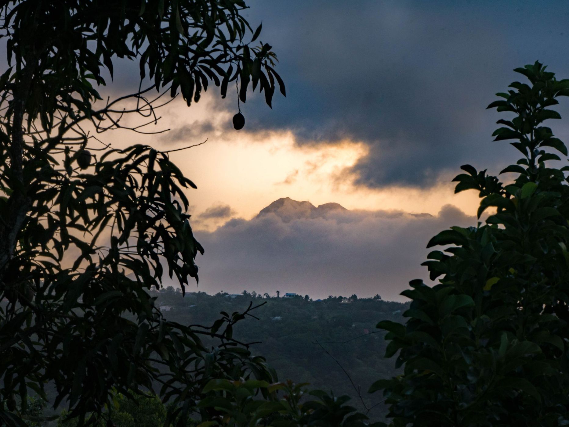 View of the Montagne Pelée from Marigot, Martinique