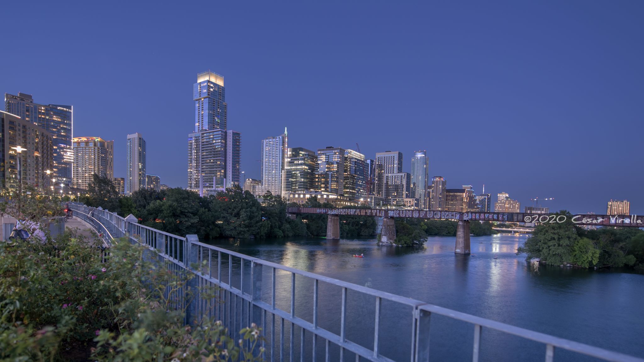 Austin Skyline from Pfluger Pedestrian Bridge, USA