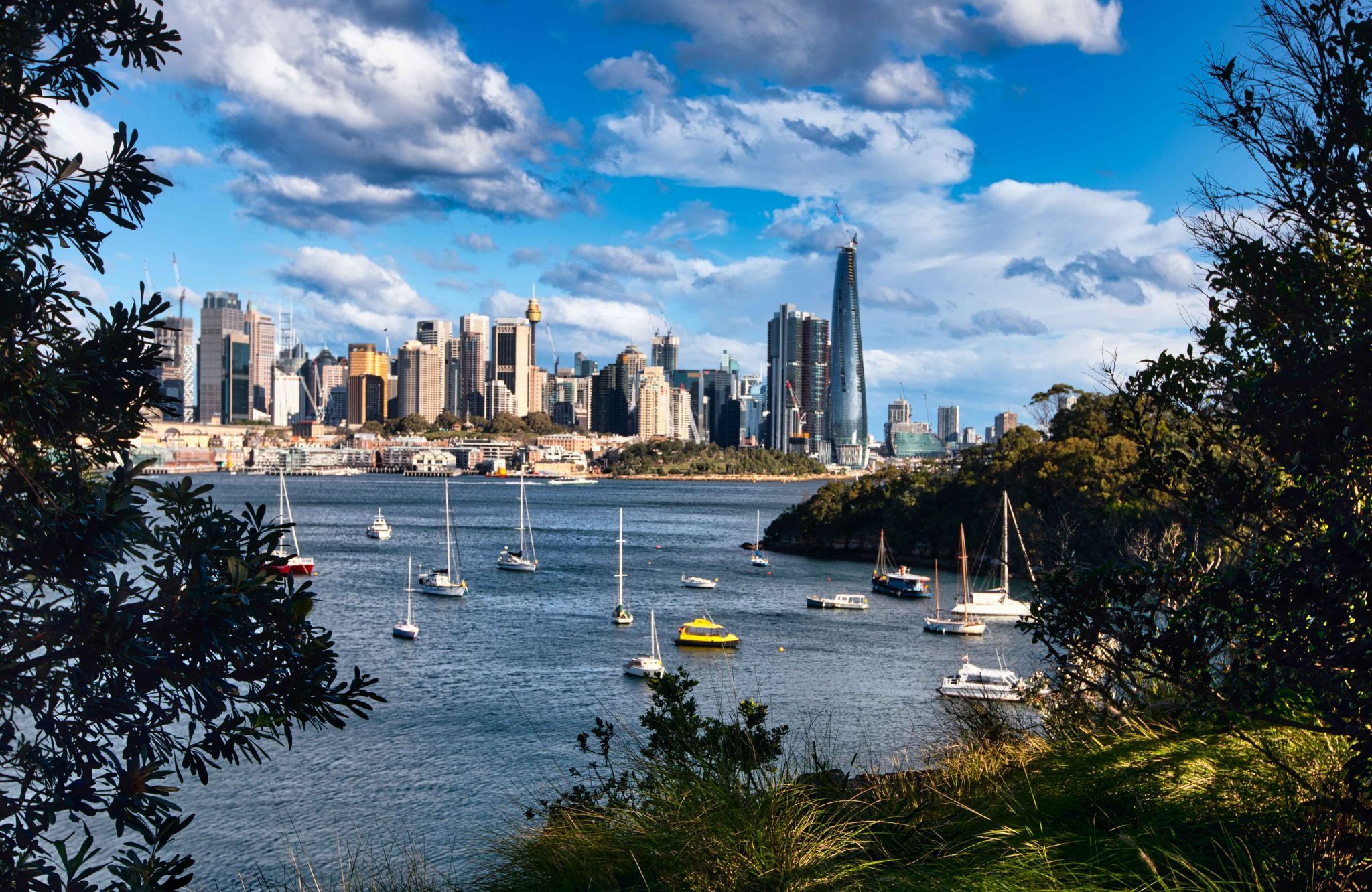 Berry Bay Lookout over Sydney Skyline NSW, Australia