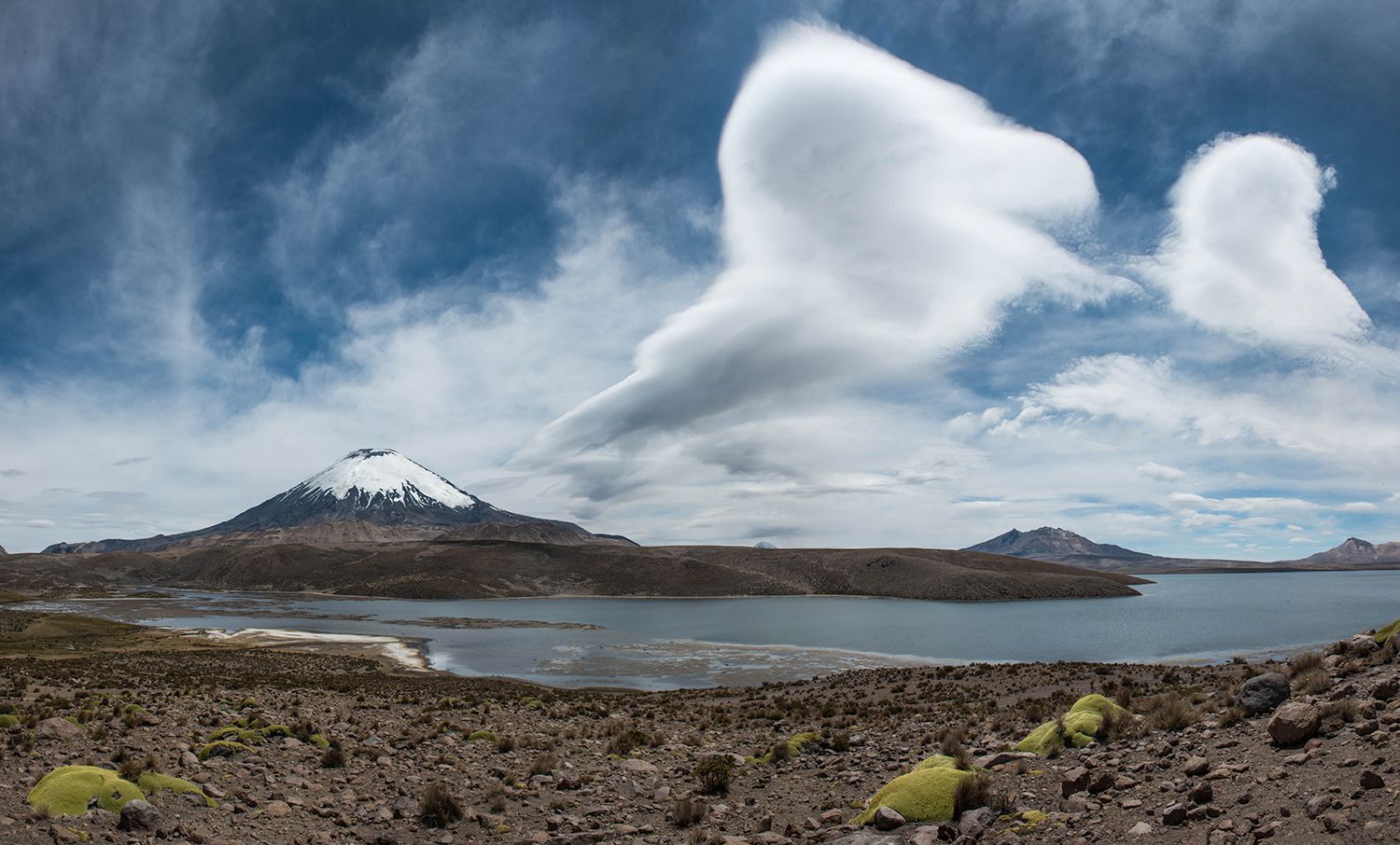 Chungara Lake with Parinacota Volcano, Chile