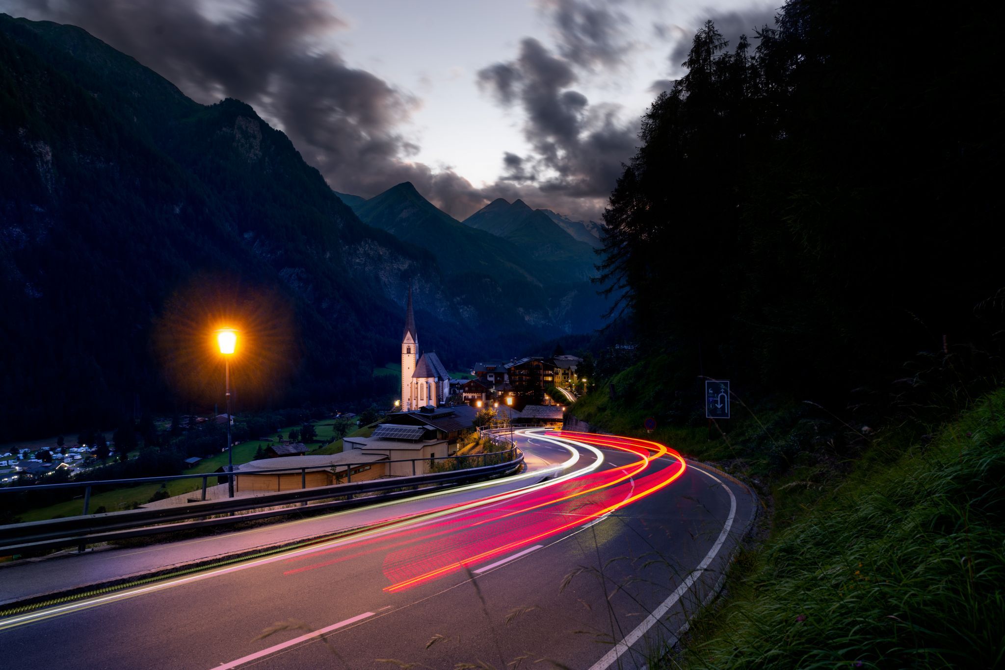Church of Heiligenblut from the road, Austria
