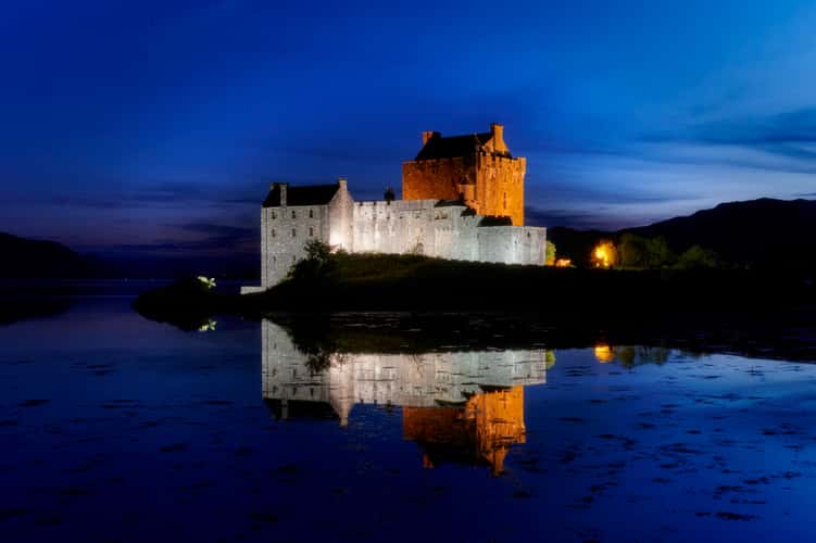Side view of Eilean Donan Castle, Scotland