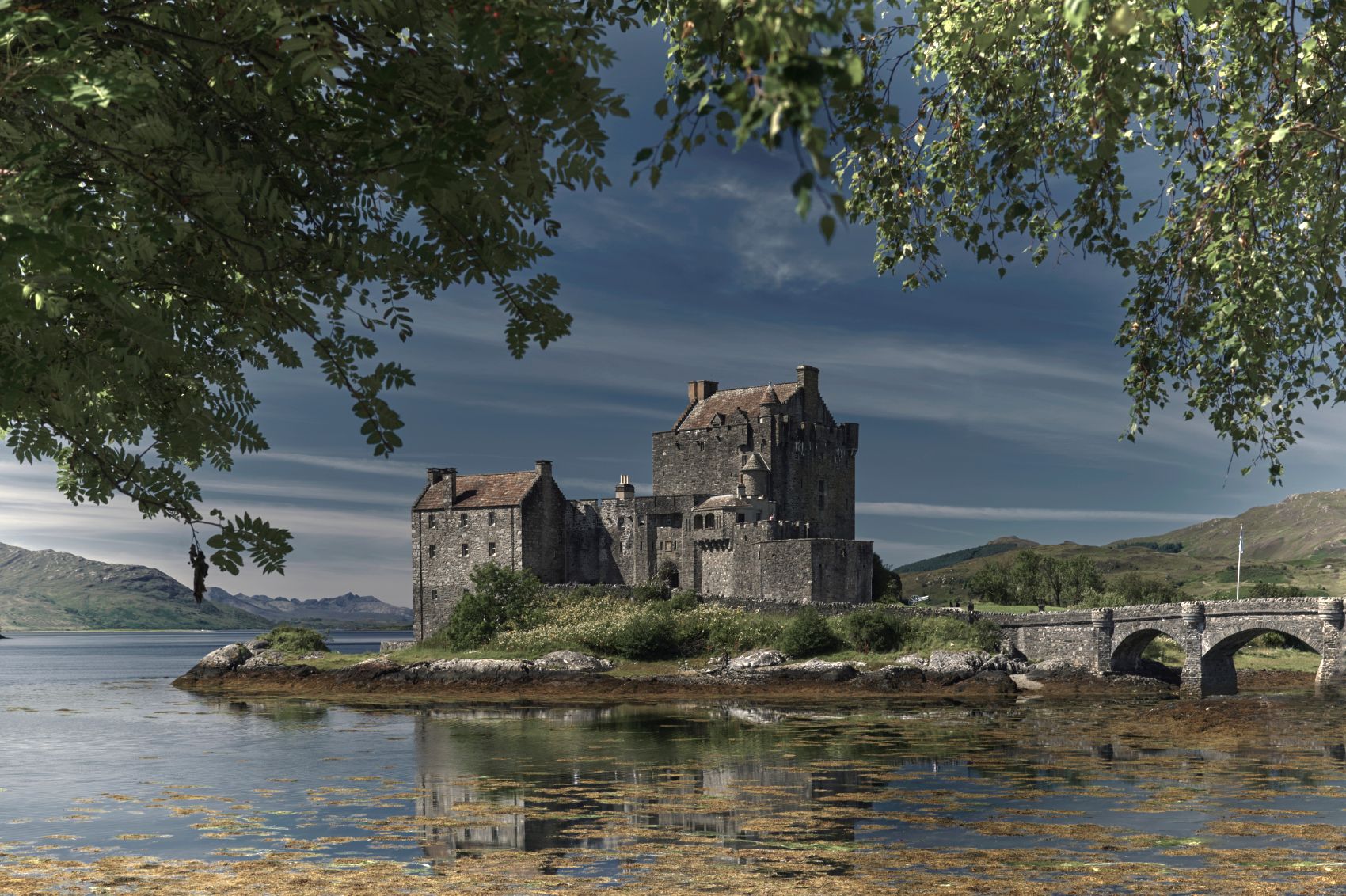 Side view of Eilean Donan Castle, Scotland, United Kingdom