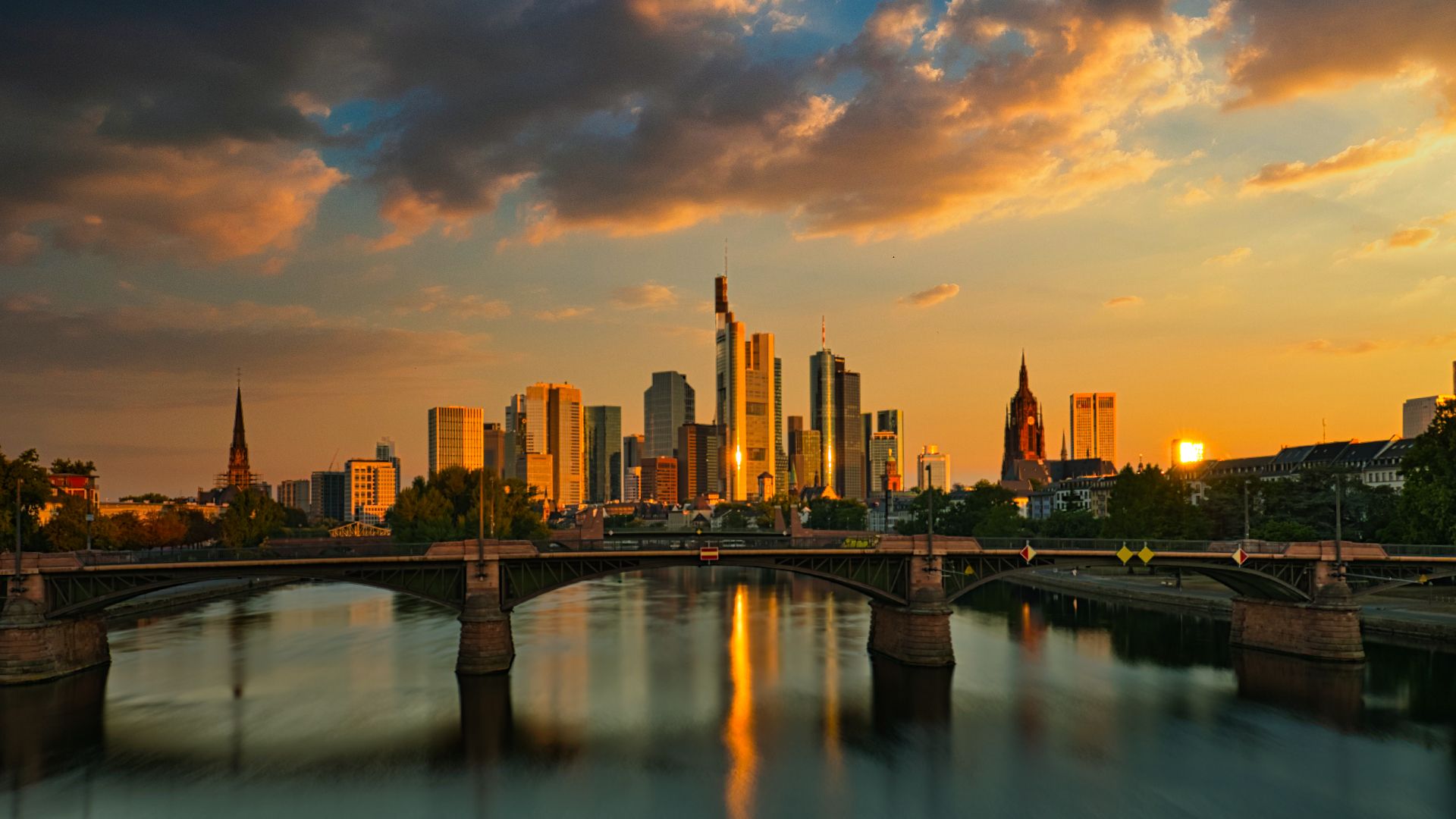 View from the Flößerbrücke, Frankfurt am Main, Germany